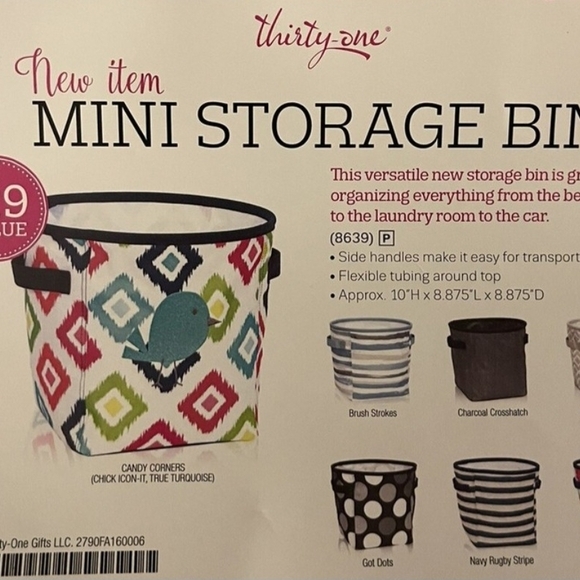 thirty-one Other - Thirty-One Mini Storage Bin with Colorful Pattern